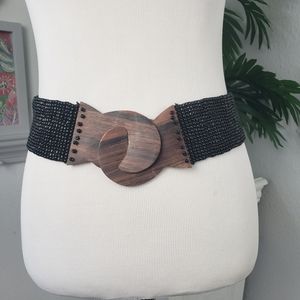 Wooden Black Stretch Beads with Wood Buckle Stretchy Medium
